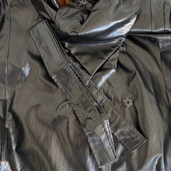 Jane Post for Saks Fifth Avenue Black Trench Rain Jacket Poncho Style - Picture 7 of 7